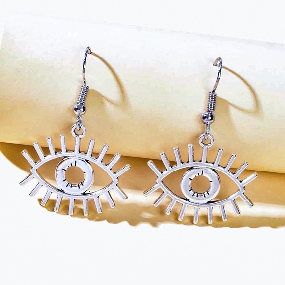 GlitzBlitz Boutique Jewelry - Any 2/$20! Silver Evil Eye Drop Earrings